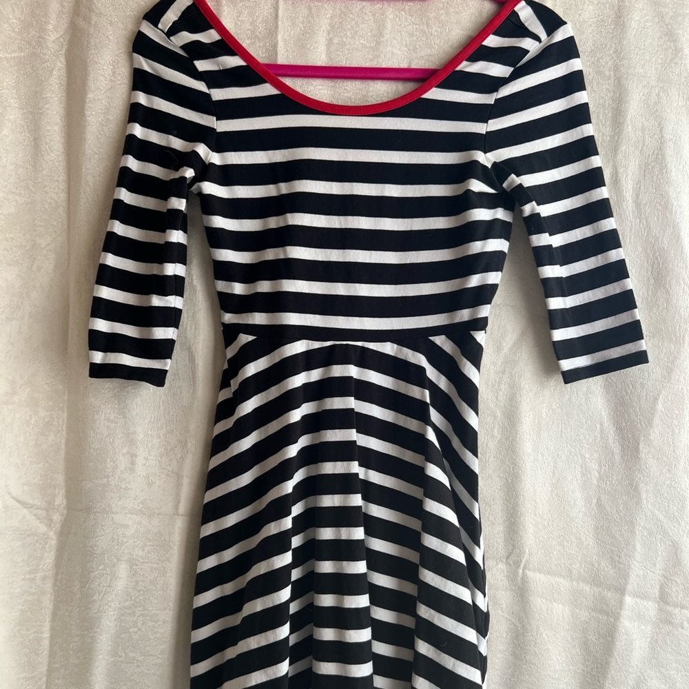 Black and white striped racer dress